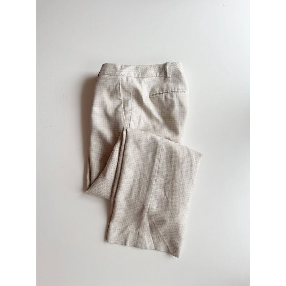 BROOKS BROTHERS Loro Piana Beige Check Wool Silk Linen Trousers Pants, Size 8 - Picture 1 of 13